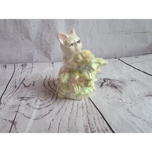 Iridescent Cat Kitten Porcelain Ceramic Figurine 3.5inch Tall
